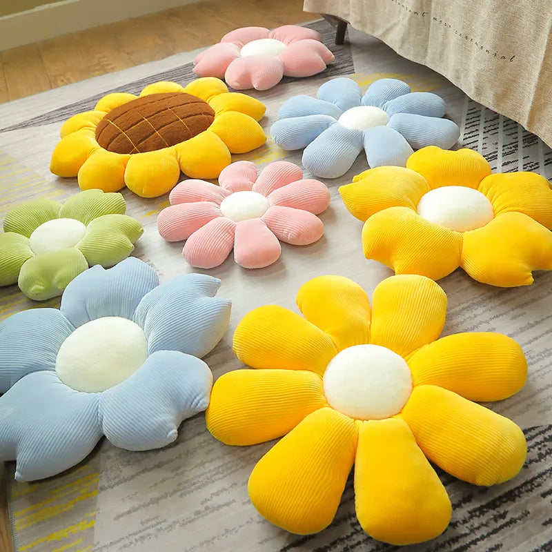 Stuffed Six Petal Flower Cushion Girly Room Decor Sunflower Pillow