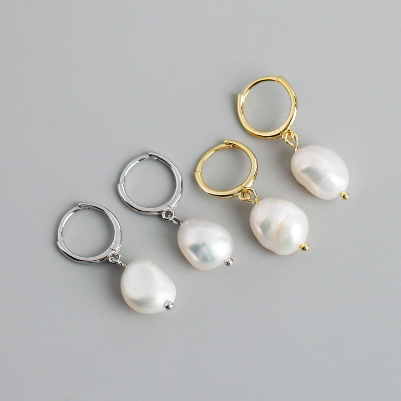 Earrings S925 Sterling Silver Studs Freshwater Pearl Earrings Buckle Earrings For Women
