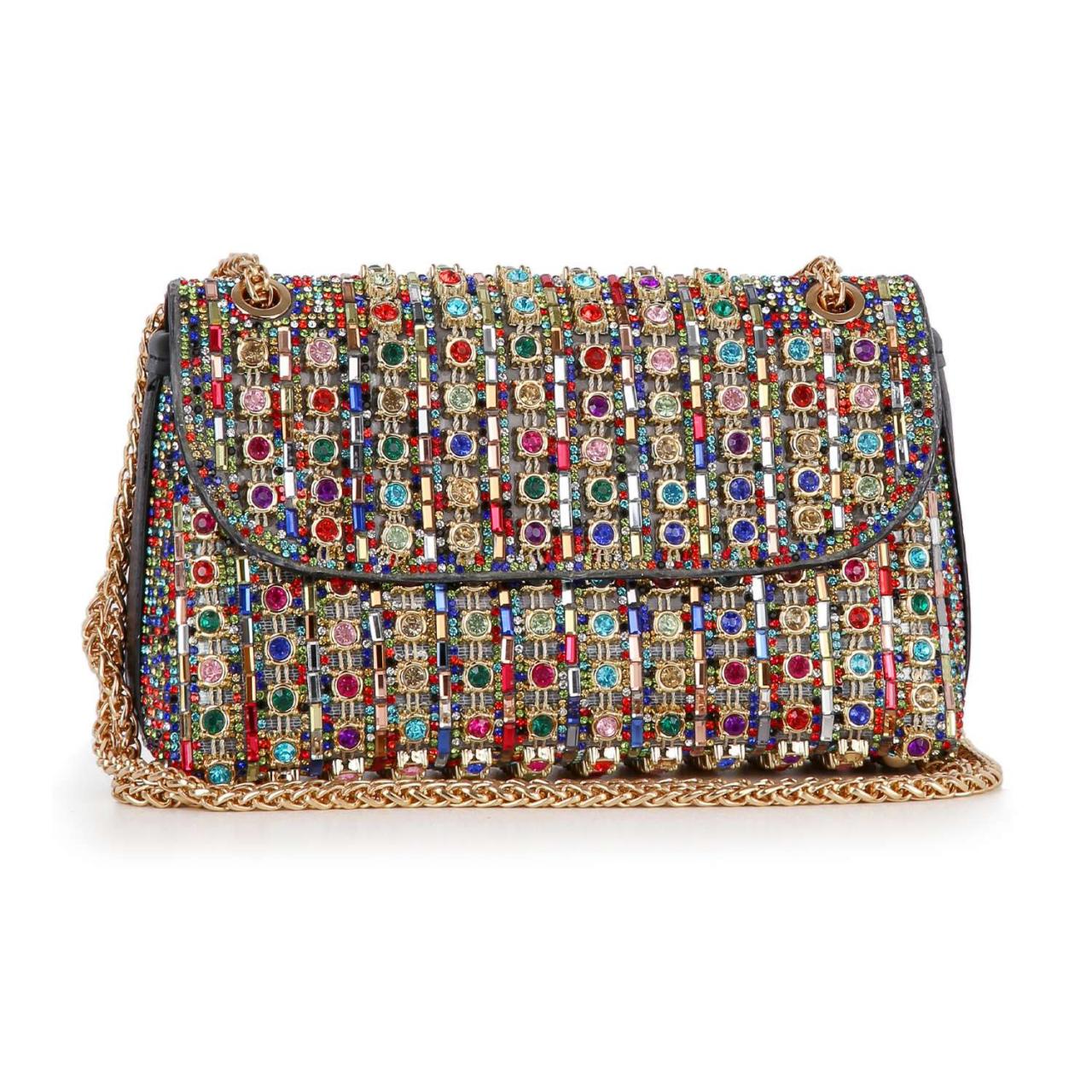 Bejeweled Multicolor Mosaic Chain Handbag