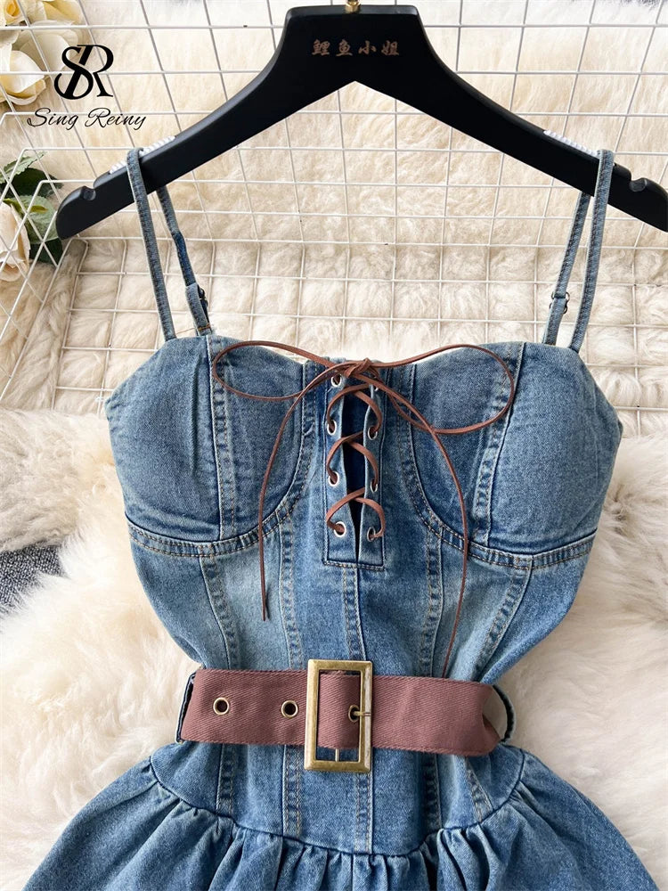 Denim Corset Side Dress main image 1