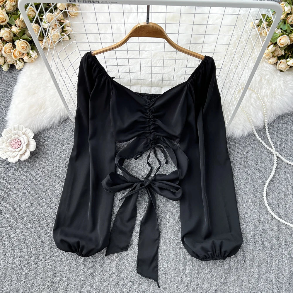 Satin Double Breasted Tie Blouse Trousers Set