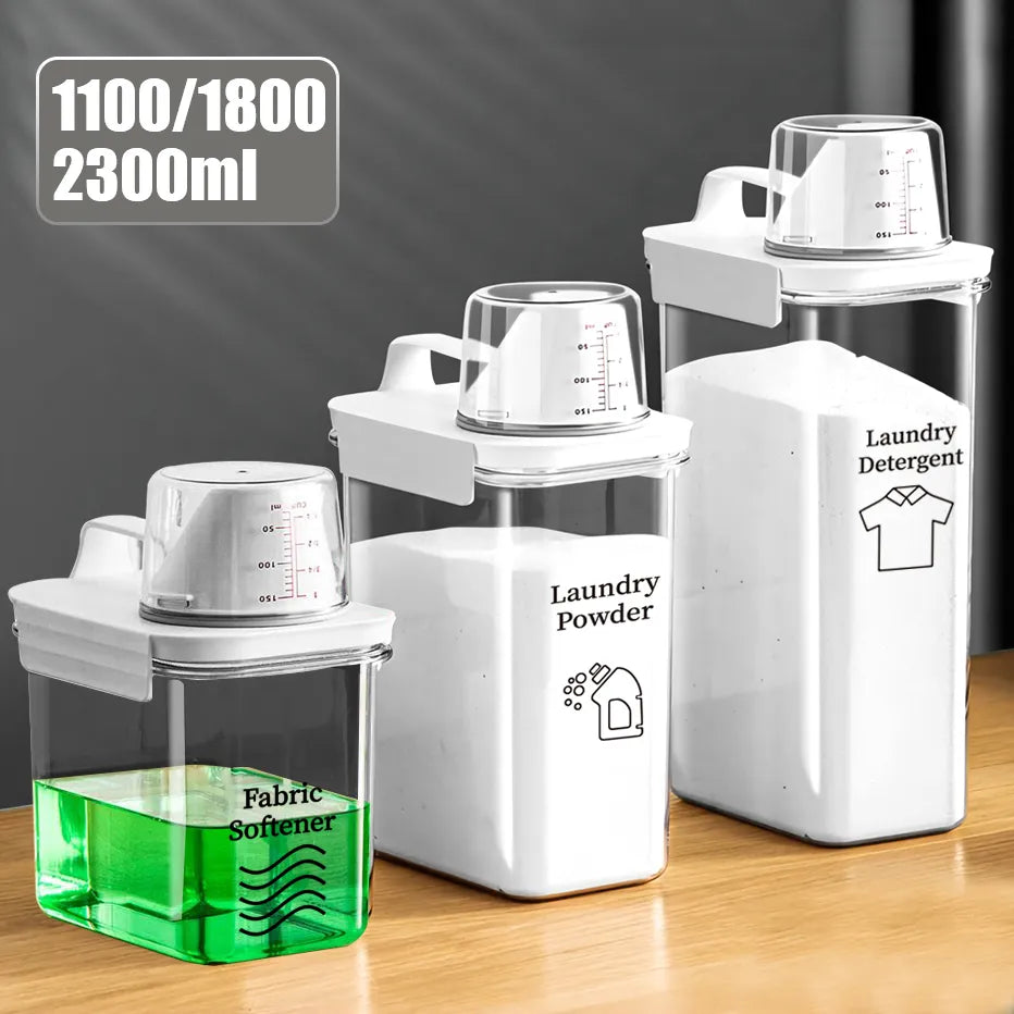 3-piece Laundry Storage Containers With Measuring Cups