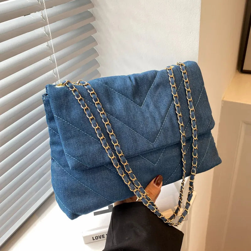 Denim quilted bag outlet