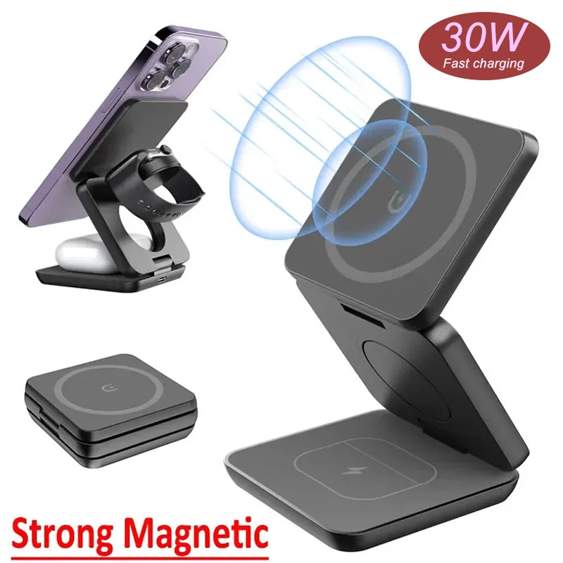 30w Magnetic Wireless Charger Stand Fast Charging Pad