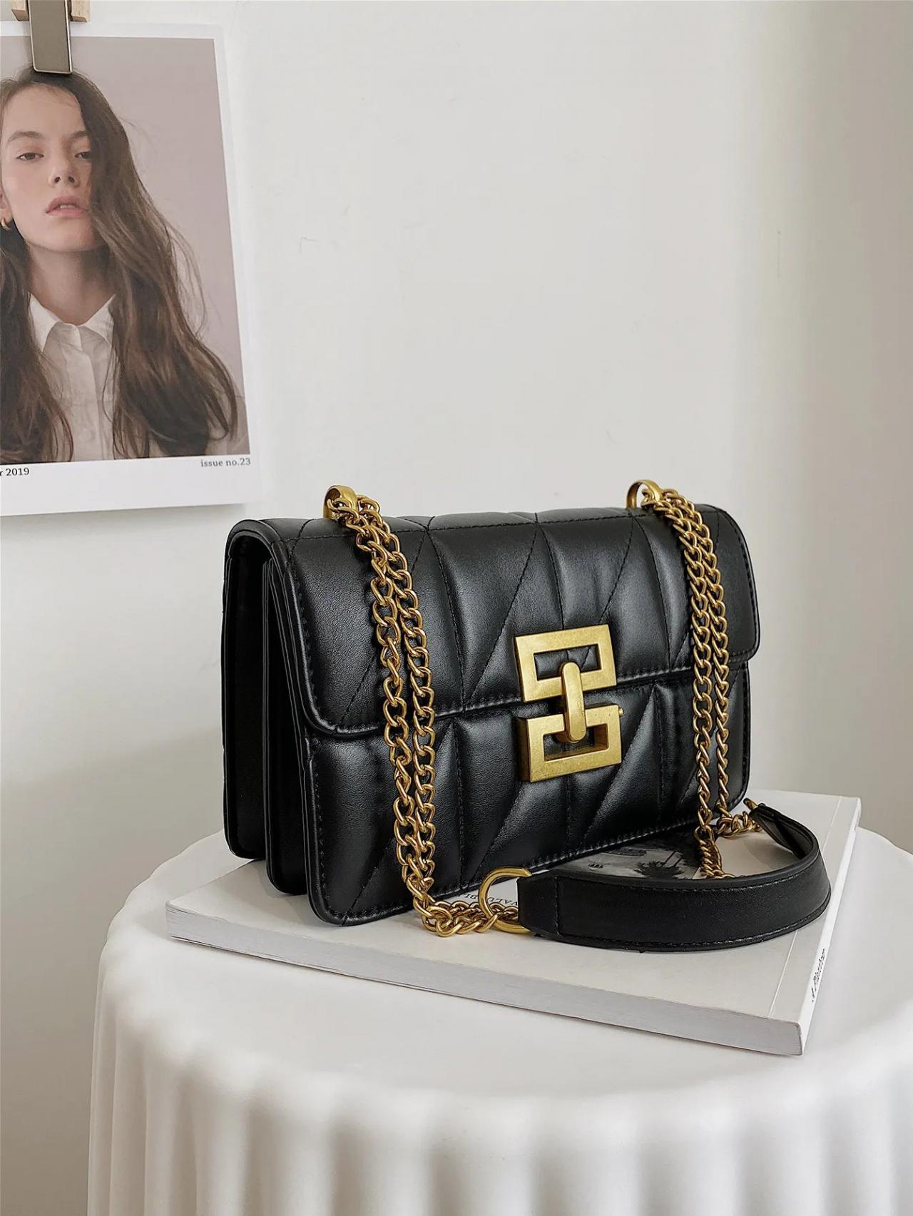 Elegant Quilted Chain Strap Designer Leather Shoulder Bag