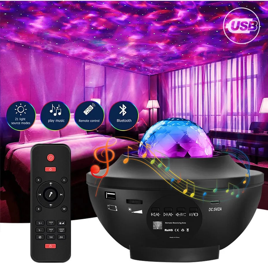 Starry Night Light Projector With Bluetooth Music Speaker