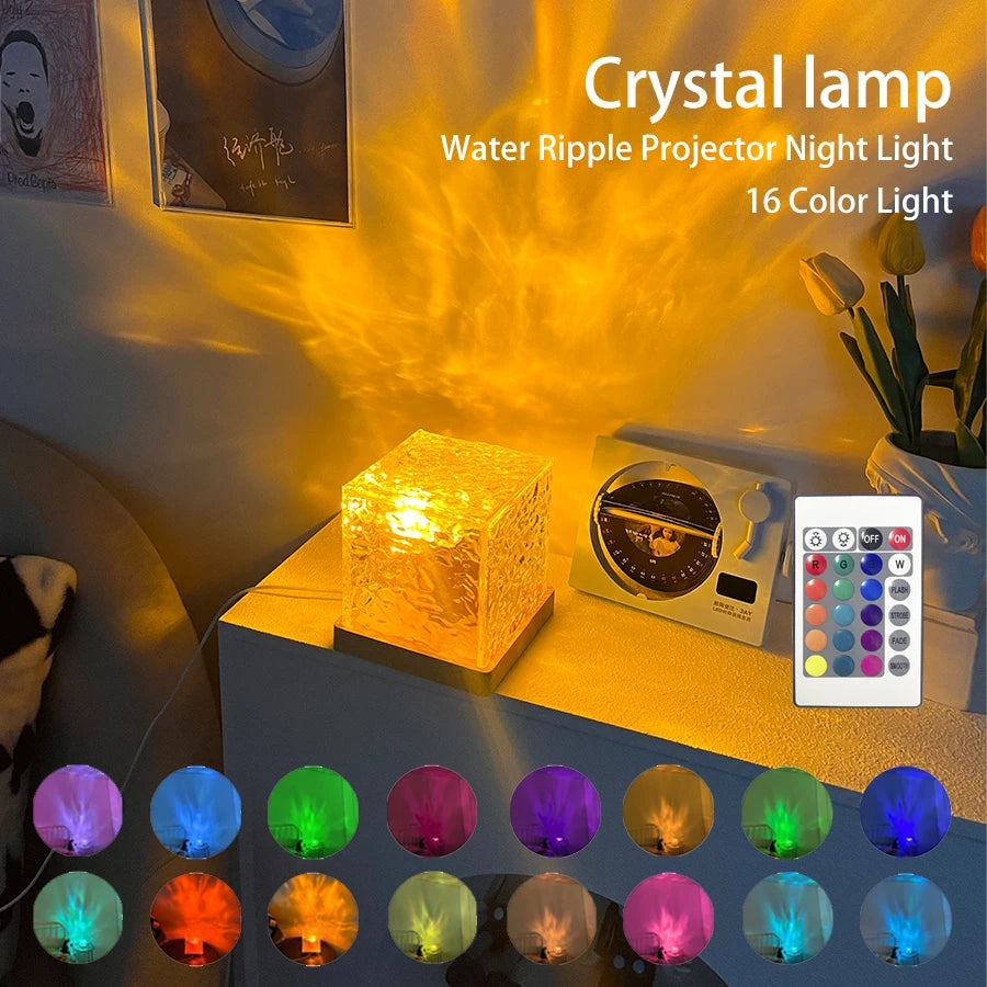 Crystal Water Ripple Projector Lamp With 16 Colors