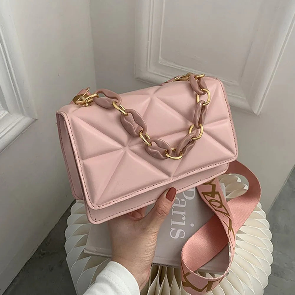 Winter Large Shoulder Bags For Women Stone Pattern Pu Leather Crossobdy Bags Brand Pink Tote Handbags Chains Shopper Clutch Purs