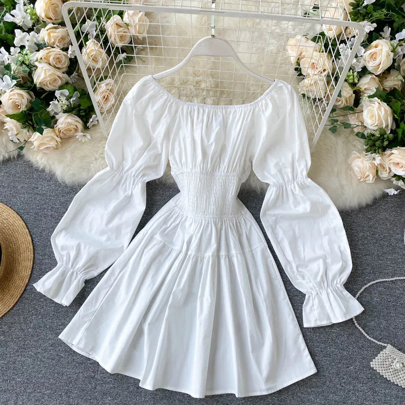 white corset puff sleeve dress For Love & Lemons - Evaline Puff Sleeve Mini Dress - Women - Polyester/Spandex - XL