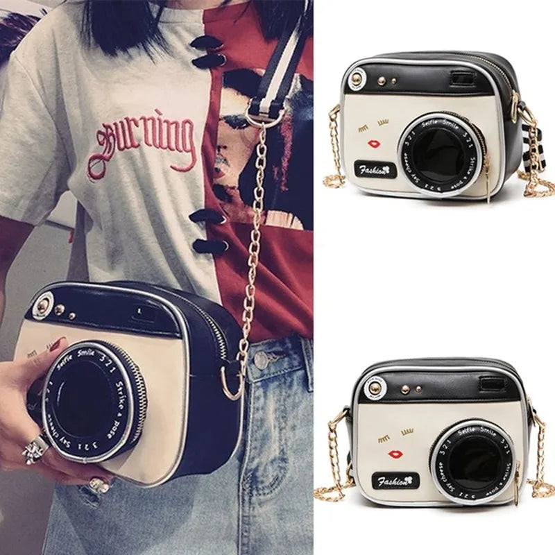 Vintage Camera Design Crossbody Bag With Chain Strap