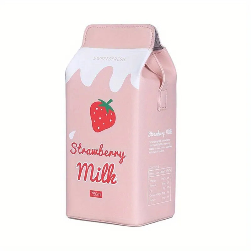 Insulated Strawberry Milk Design Thermal Flask 750ml Bag