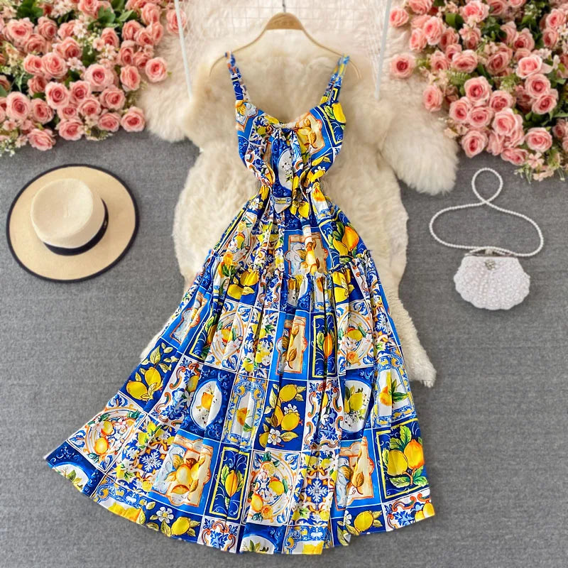 knee length dresses for ladies The Summer Berry Midi Dress in Blueberry Large main image 0