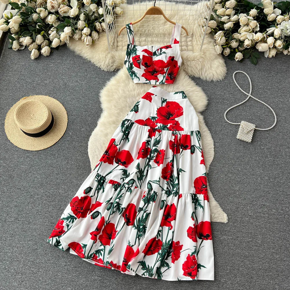 knee length dresses for ladies Floral A Line Midi Dress M main image 0