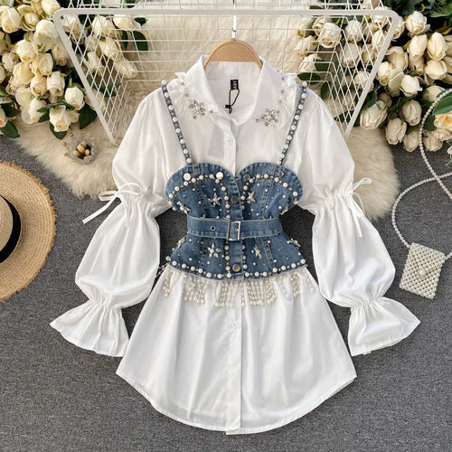 Amazon.com: IWOWHERO Elegant Wide Denim Waistband Corset