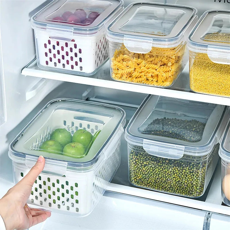 Stackable Refrigerator Storage Containers With Vented Lids