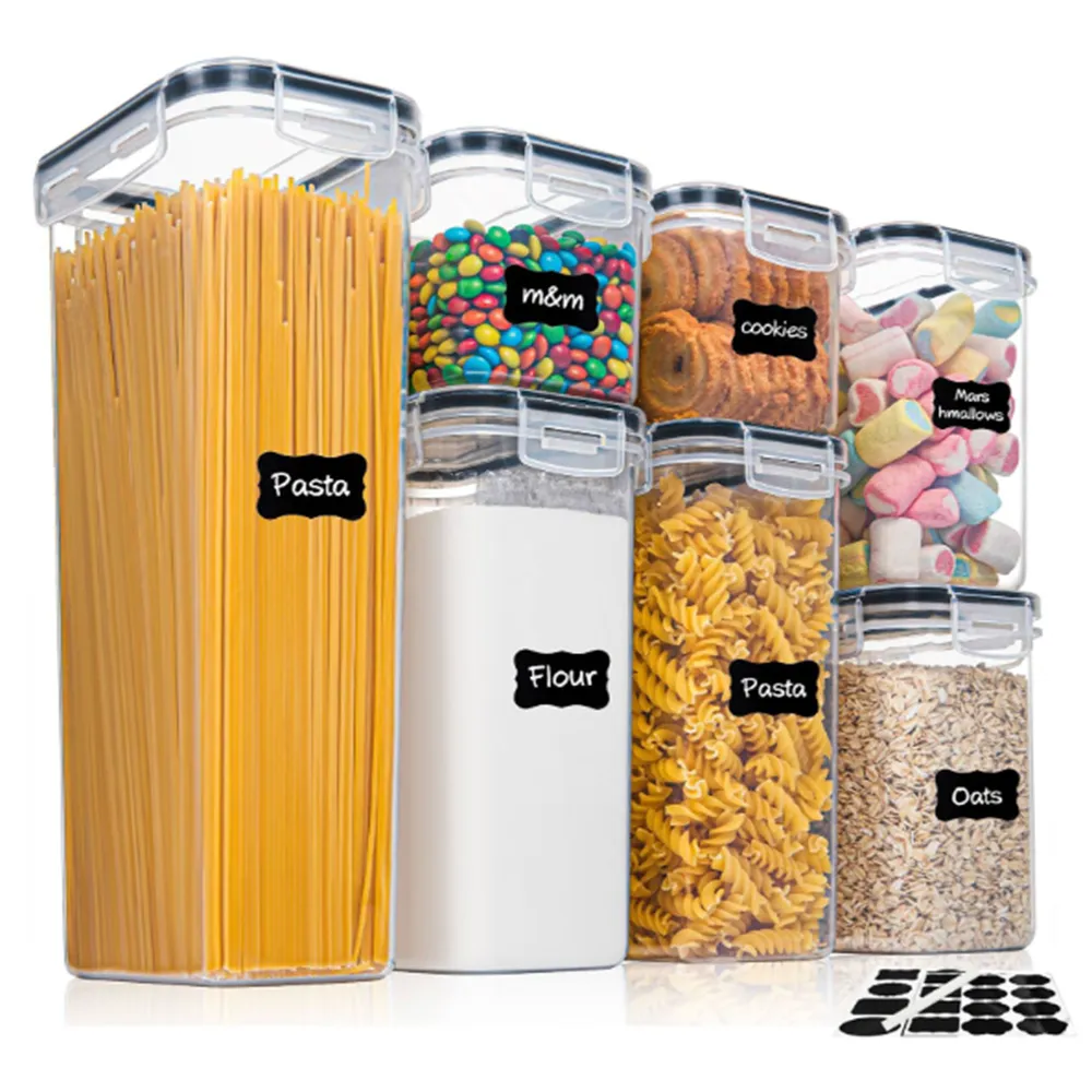Airtight Clear Food Storage Container Set With Labels