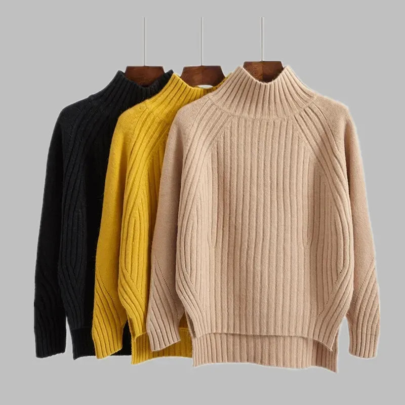 Classic Ribbed Turtleneck Sweater In Multiple Colors