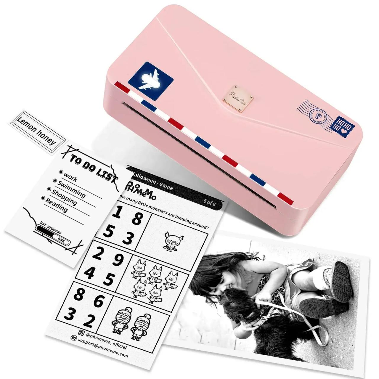 Compact Pink Thermal Printer Bundle With Paper And Cable