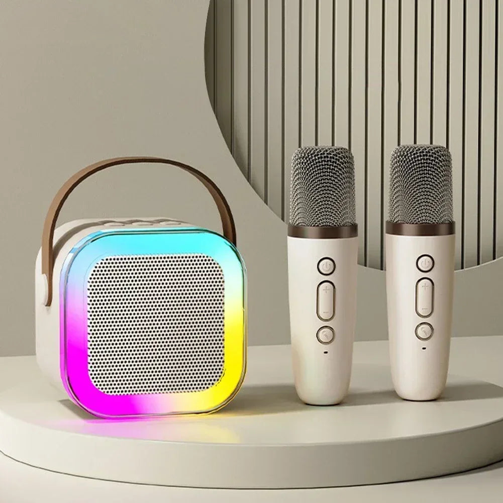 Portable Karaoke Speaker With Led Lights And Microphones