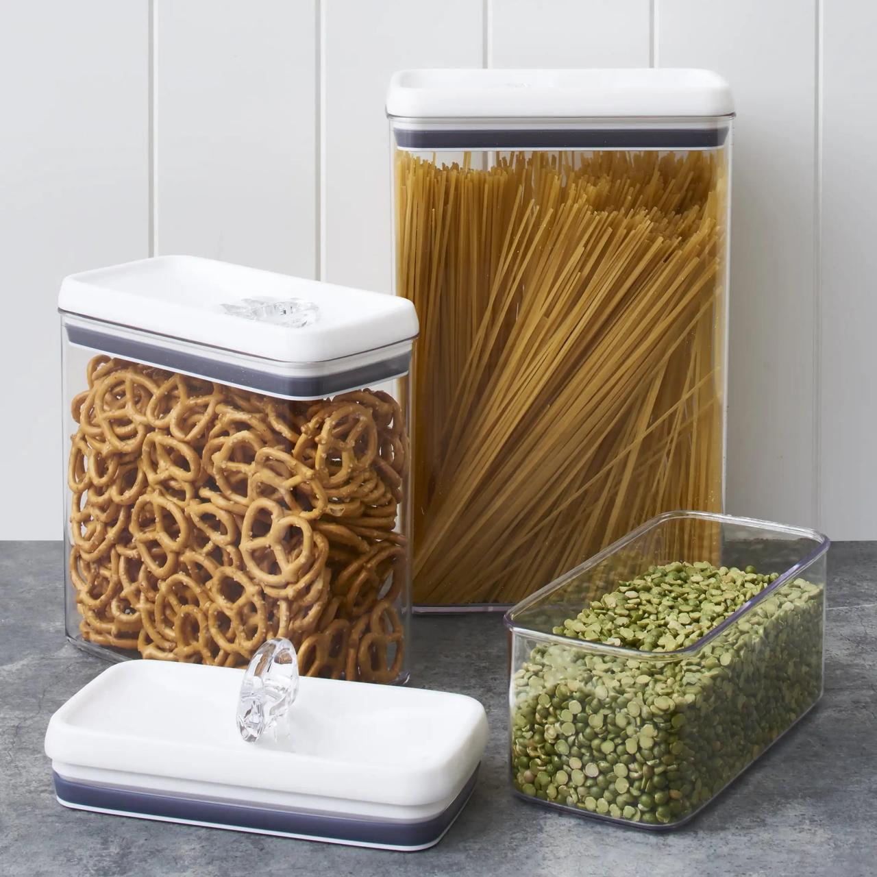 Airtight Clear Container Storage Set With White Lids