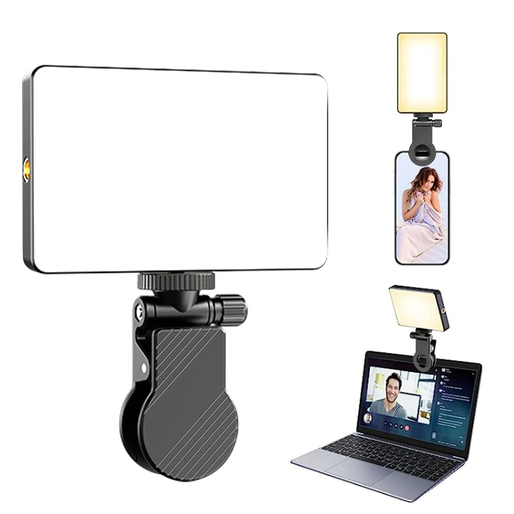 Portable Led Video Light Panel With Laptop Clip Attachment