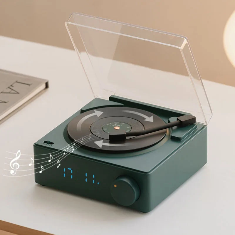 Modern Portable Turntable Vinyl Player With Transparent Cover