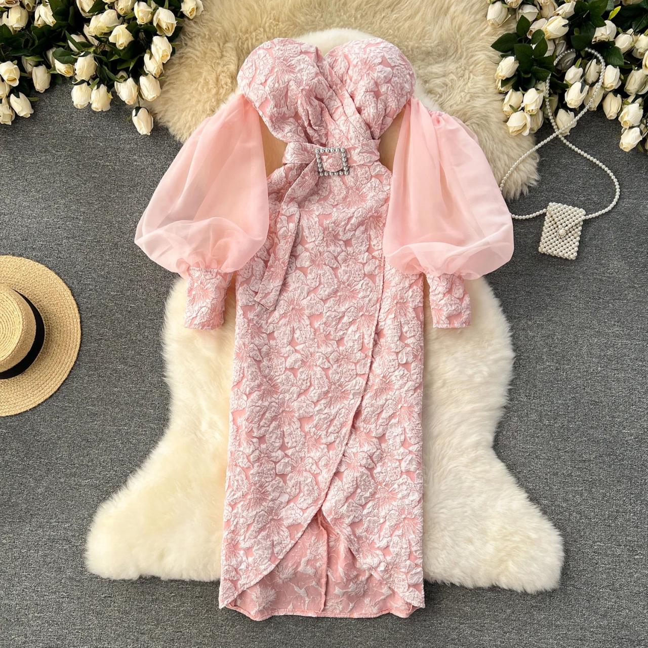 knee length dresses for ladies Women's Corset Pink Lace Mini Dress main image 1