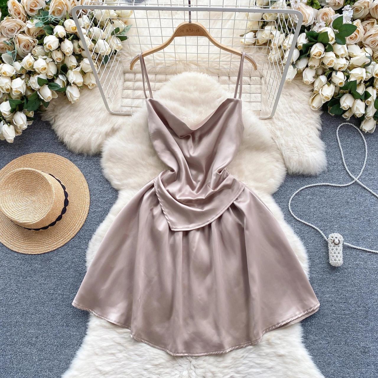 white christmas dresses Short Satin Corset Dress With Pleated Skirt main image 0
