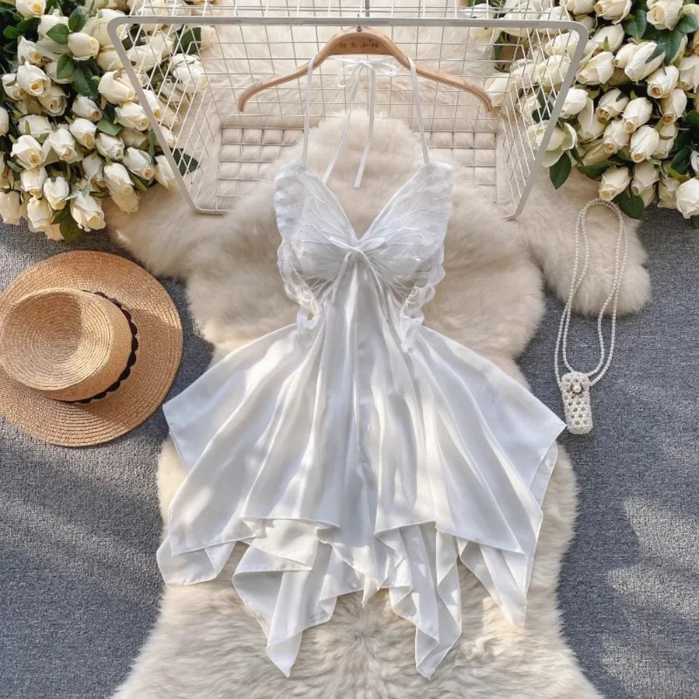 Womens Elegant White Lace Ruffle Summer Dress on Luulla