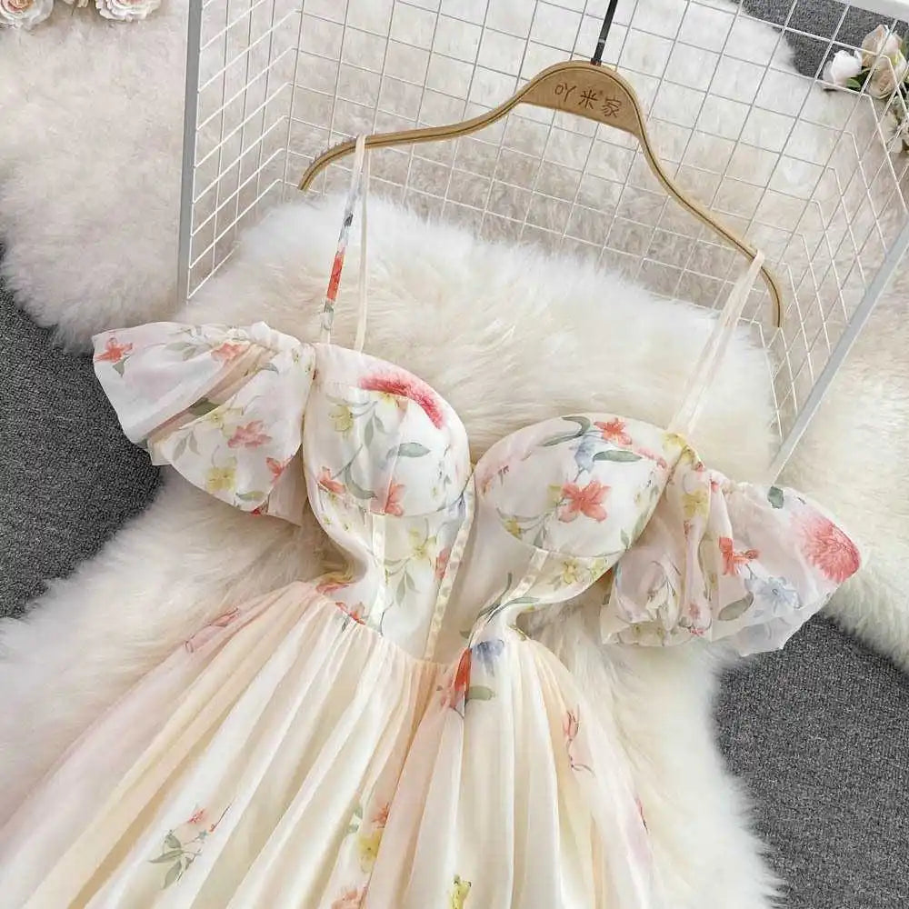 Tulle Floral Cami Midi Dress