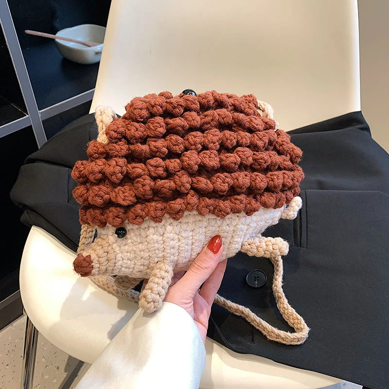 Handmade Crochet Hedgehog Design Fashion Shoulder Bag