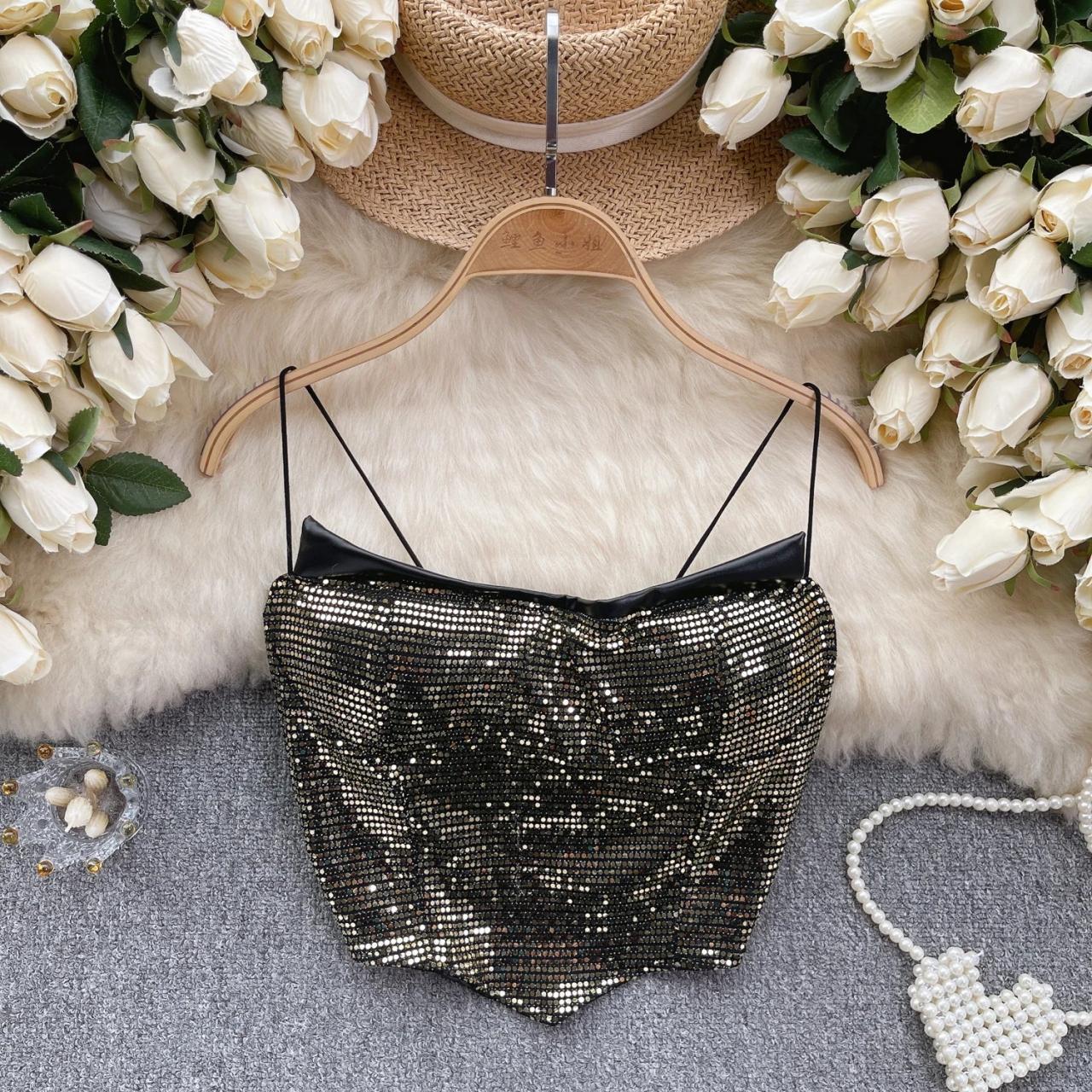 Sequin bustier crop top hotsell