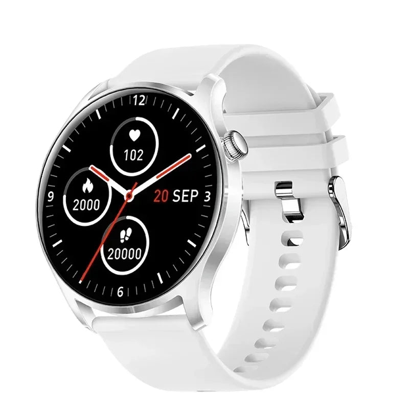 Stylish White Smartwatch With Fitness Tracking Features