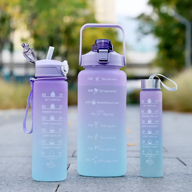Motivational Time Marker Leakproof Water Bottles Set