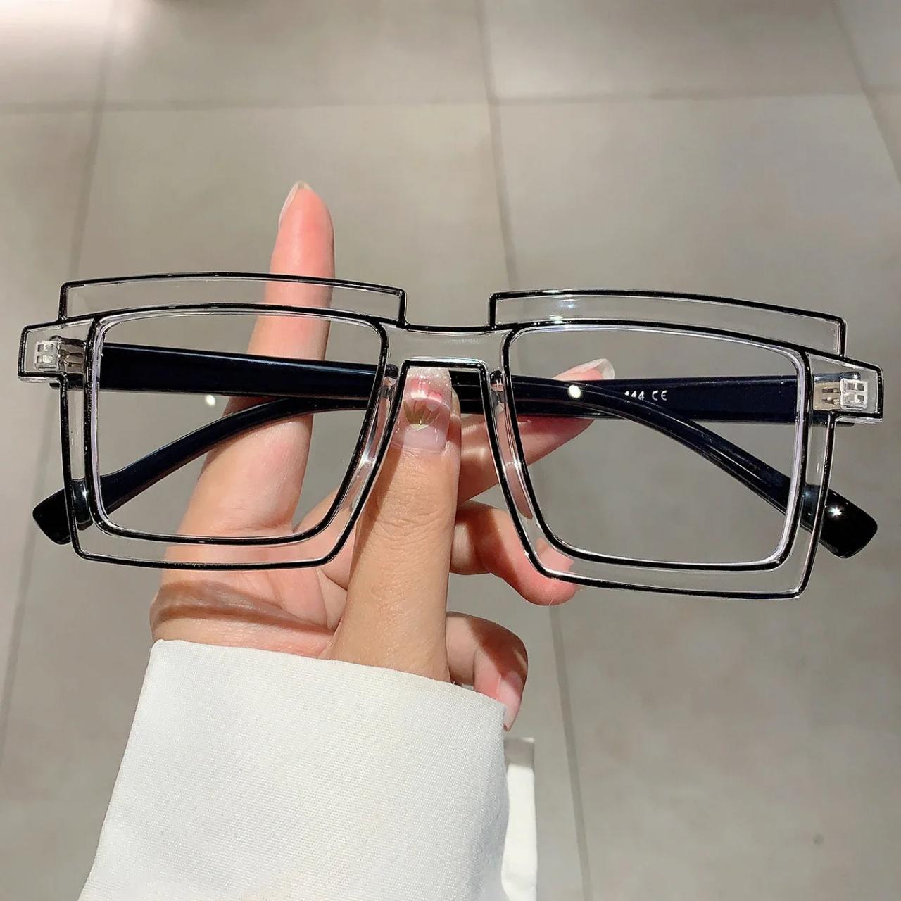 Oversized Clear Frame Fashion Glasses With Dual Design