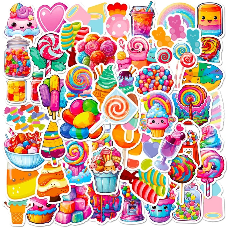Colorful Assorted Candy Themed Stickers Pack For Kids