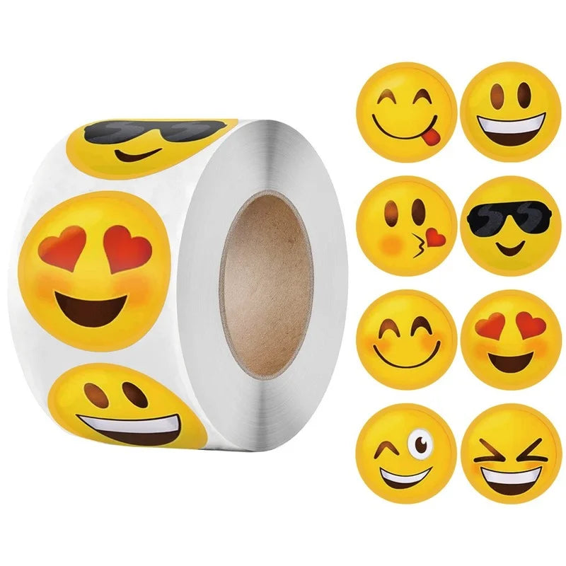 Fun Emoji Expression Sticker Roll For Parties, Crafts