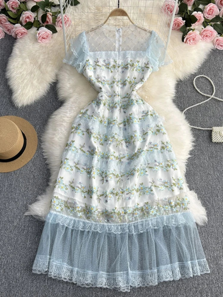 white dress with blue lace overlay Sky Blue Inner Ivory Lace Overlay Short Bridal Dress
