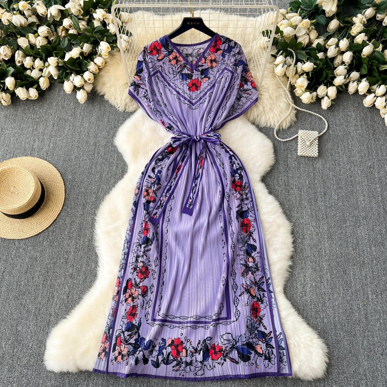 Elegant Floral Embroidered Kimono-style Maxi Dress on Luulla