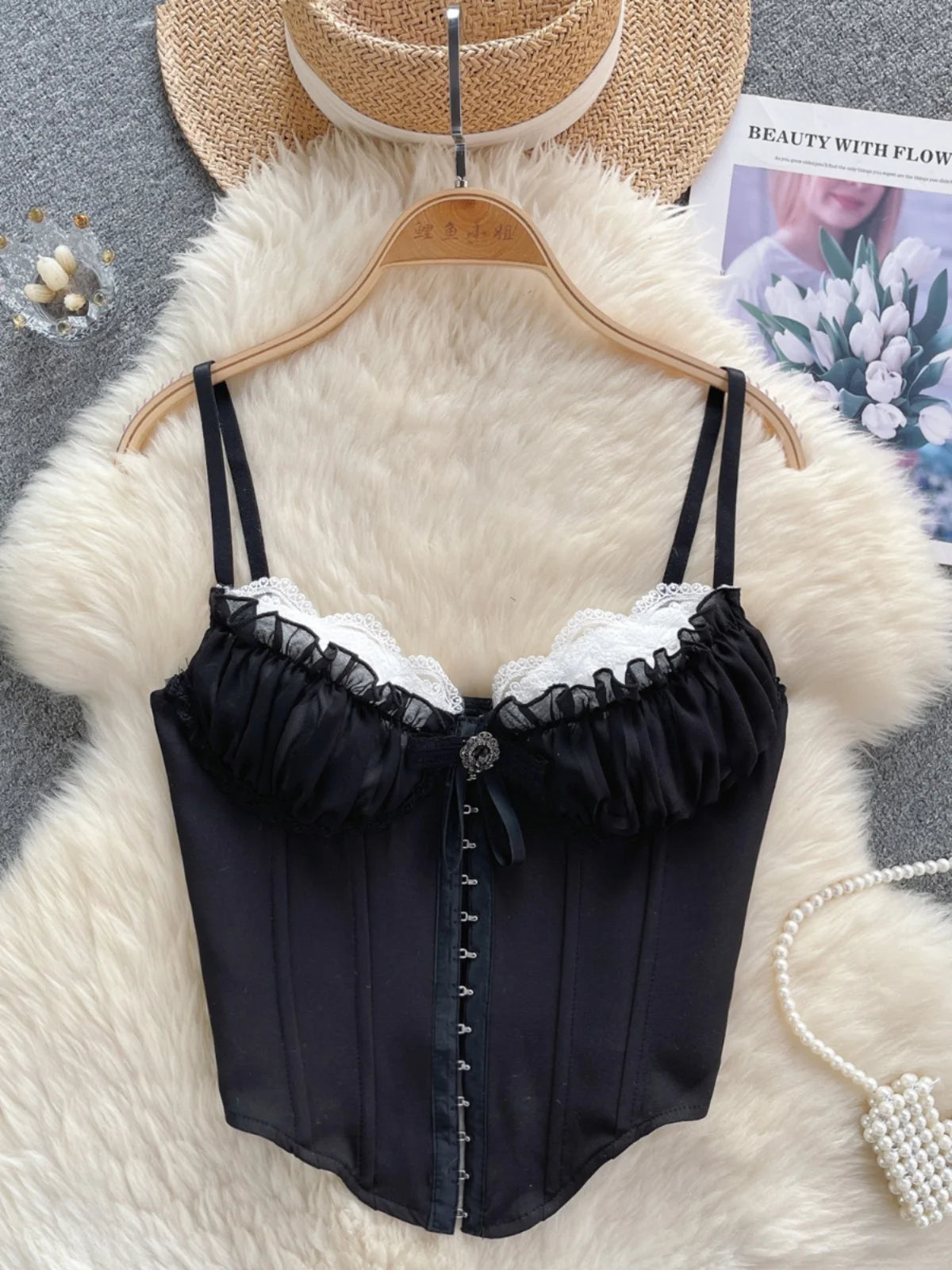 Elegant Ribbon Straps Lavender Lace Corset Elegant Ribbon Straps Lavender Lace Corset