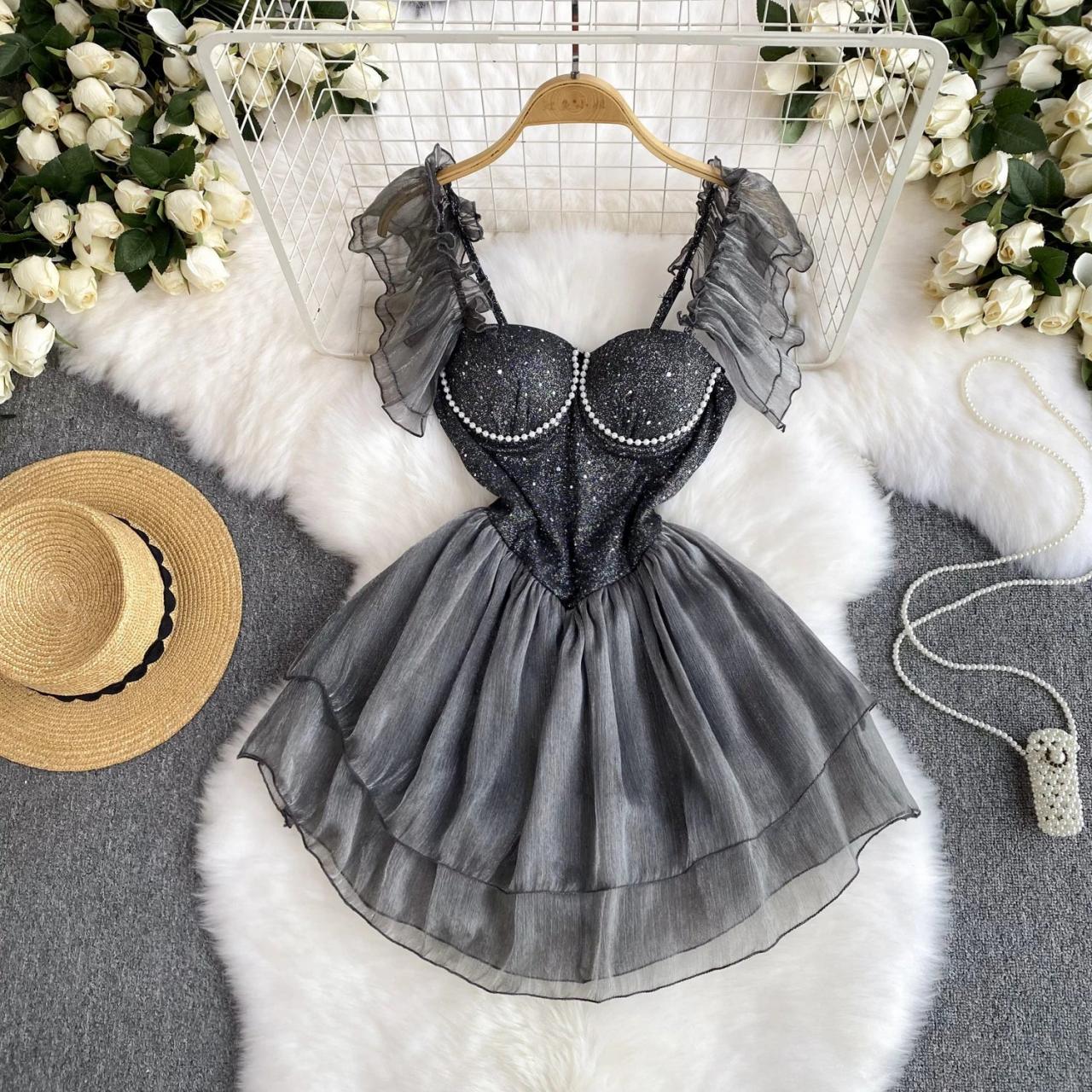Womens Sparkle Bustier Top With Ruffle Tulle Dress on Luulla