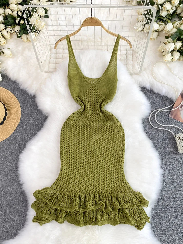 yellow crochet beach dress 60s Yellow Crocheted Dress main image 0