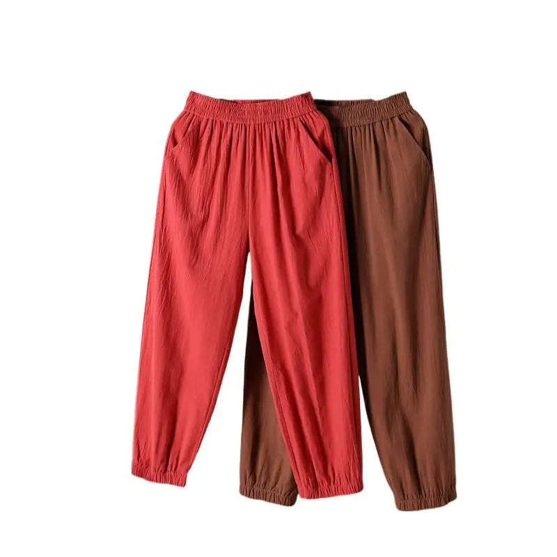 Casual Elastic Waist Solid Color Harem Pants 2-pack