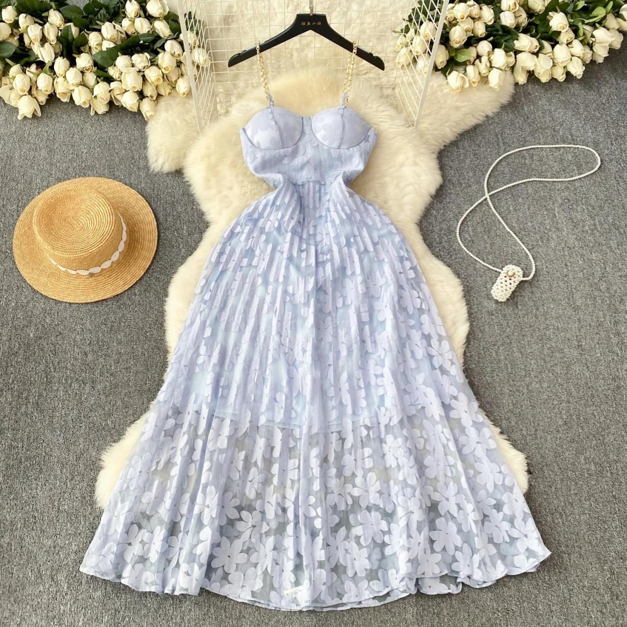 navy blue dress for baby girl Hand Block Printed Dress Summer Midi Dress Spring Cotton Floral A line dress main image 0