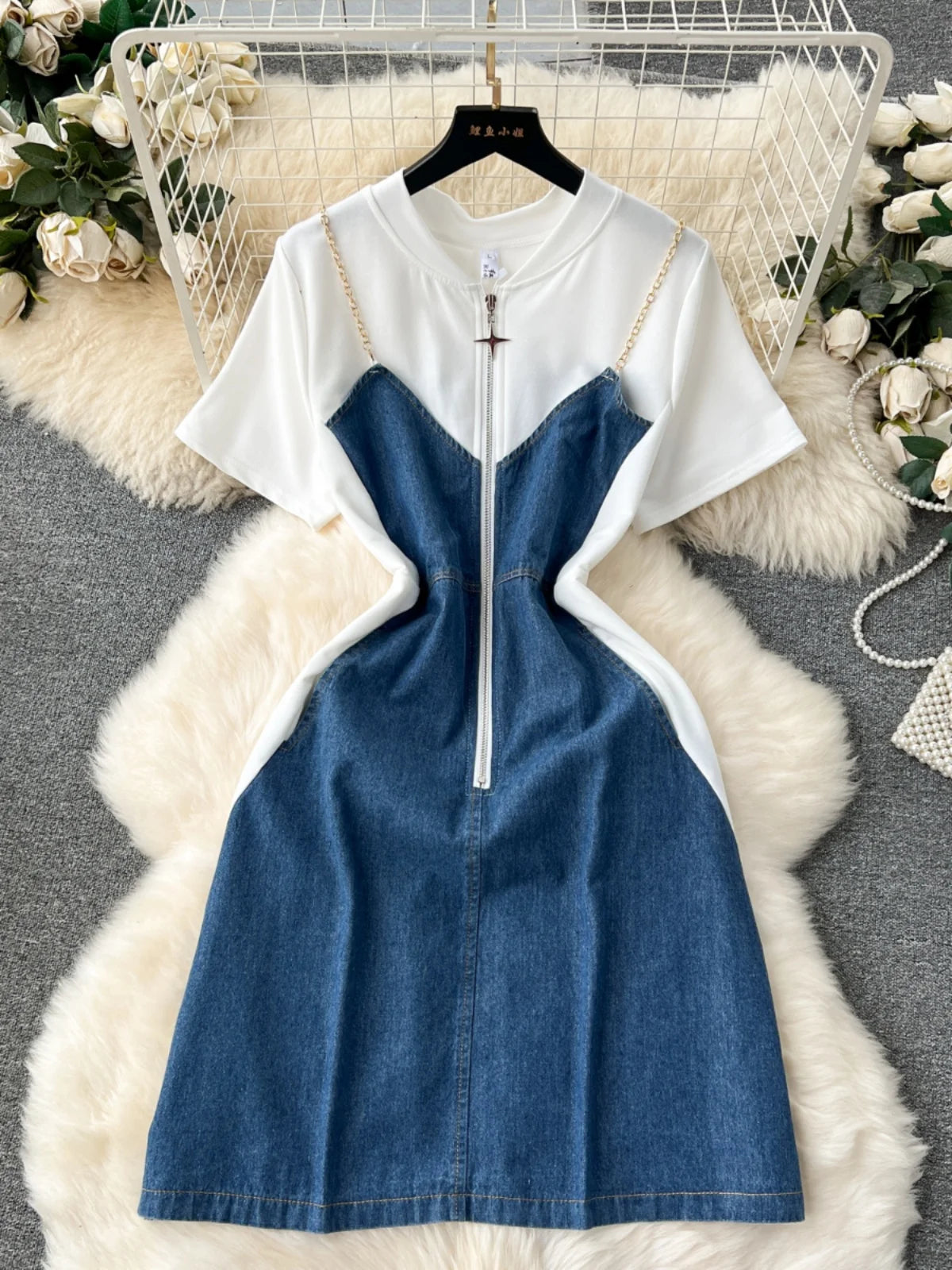 step in style denim dress 90s Denim Dress