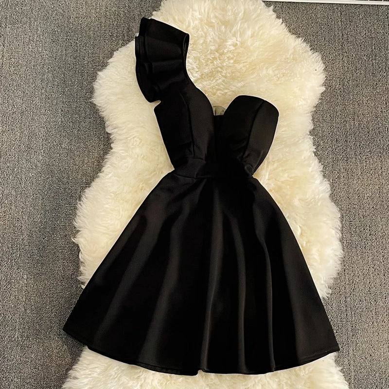 black strapless mini dress with gloves Pixie Glove main image 0