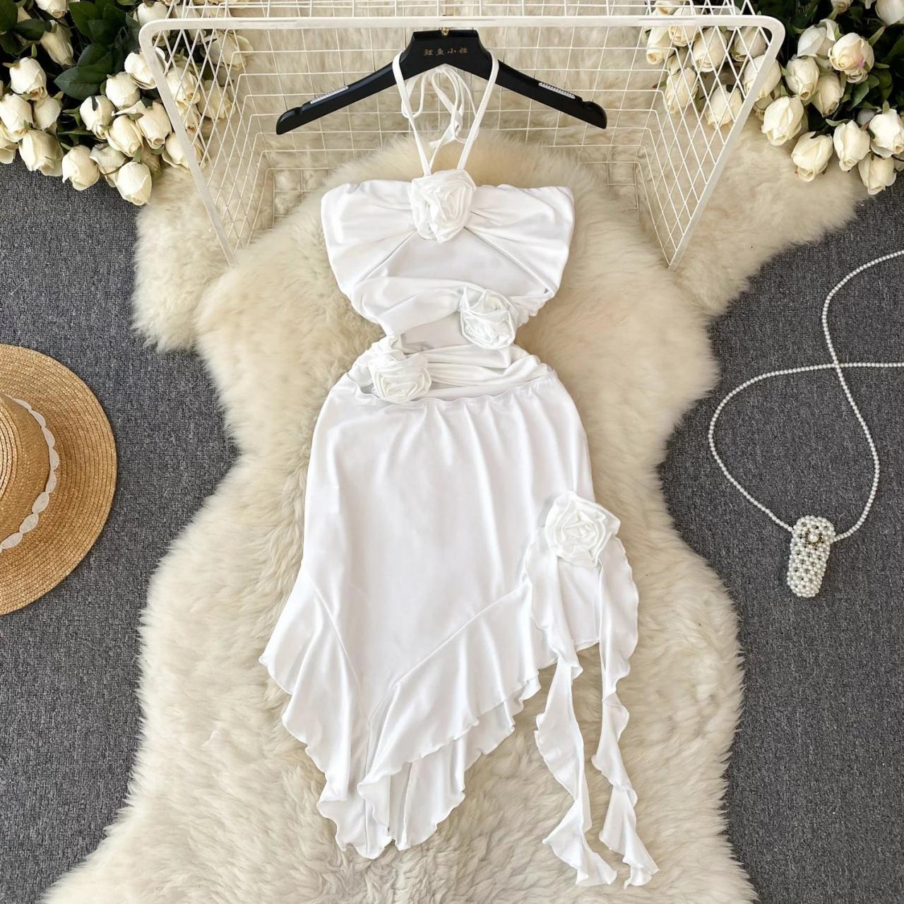 blue dress for baby girl PRETTYGARDEN Womens Summer Strapless Maxi Dresses Ruffle Tube Asymmetr main image 1