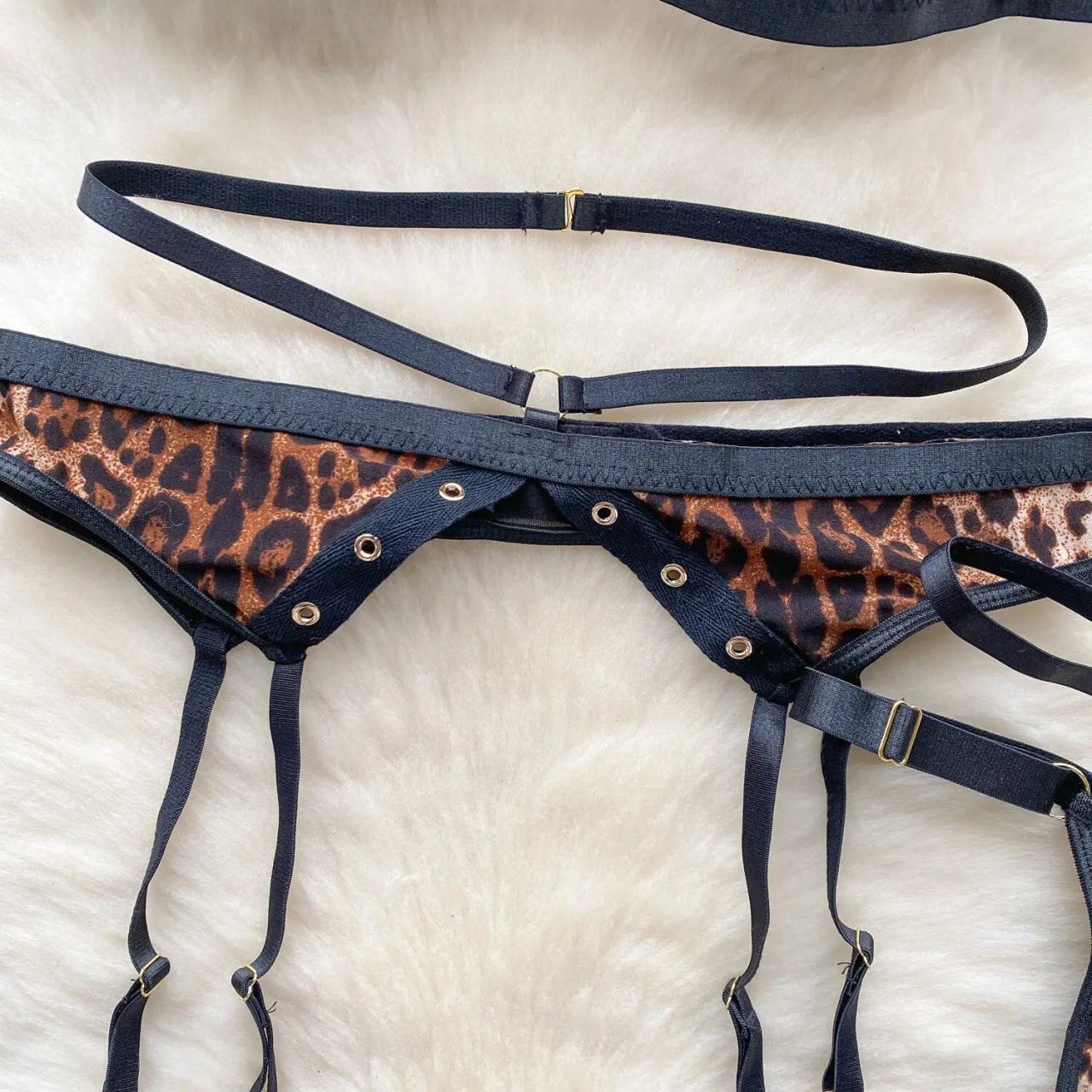 leopard print garter belt Wholesale Leopard Print Sexy Lingerie Set with Garter Belt 2740 for your  store main image 1