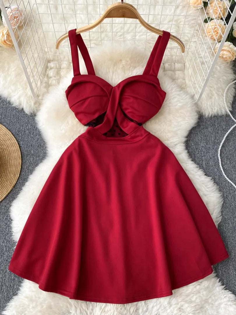 Elegant Red Sweetheart Neckline Skater Dress Women on Luulla