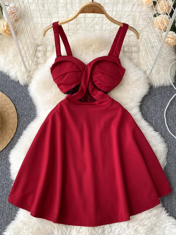 red skater dress with a sweetheart and off shoulder neckline Elegant Red Sweetheart Neckline Skater Dress Women